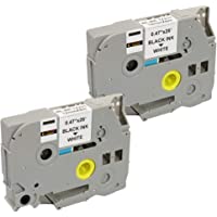 2 x TZe231 12mm x 8m Negro sobre Blanco Cinta de Etiquetas Compatible con Brother P-Touch PT-1000 1005 1010 3600 9600…